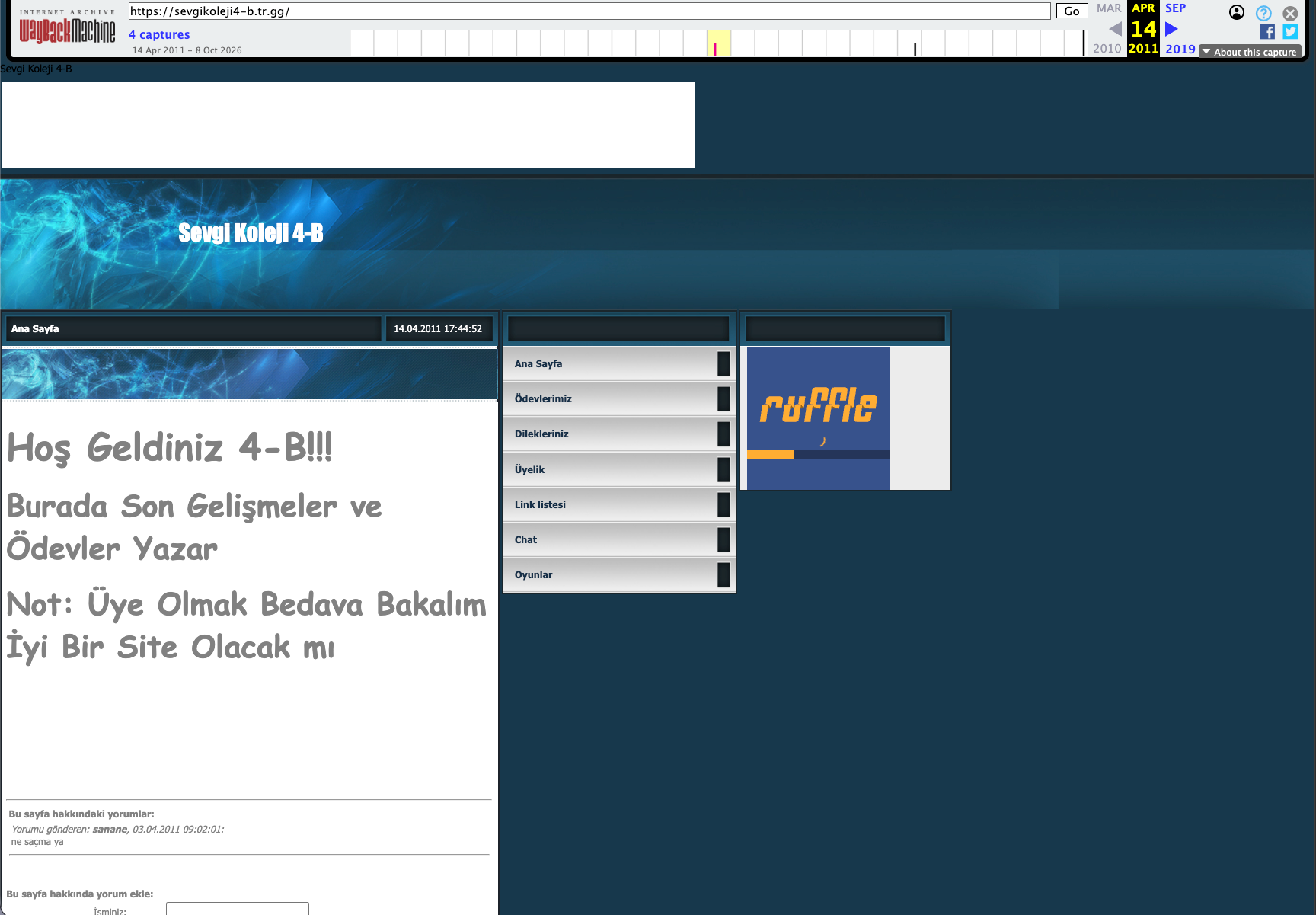 Our original Sevgi Koleji 4-B class website